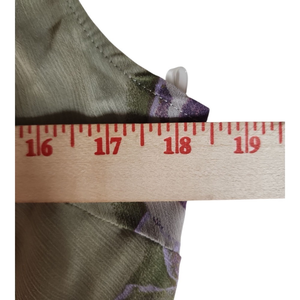 NWT Sage Green Rose Print Sleeveless Shift Dress Tie Neck Cottagecore M - Picture 11 of 13